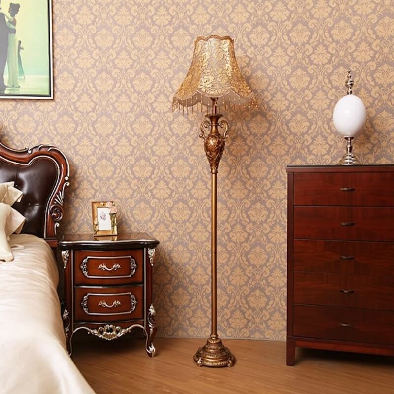 Europejska Lampa Stojąca Vintage Żywica Koraliki - obrazek 4