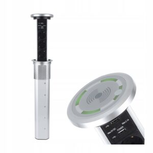 Gniazdo Meblowe Chowane Blat Indukcja USB Srebrne