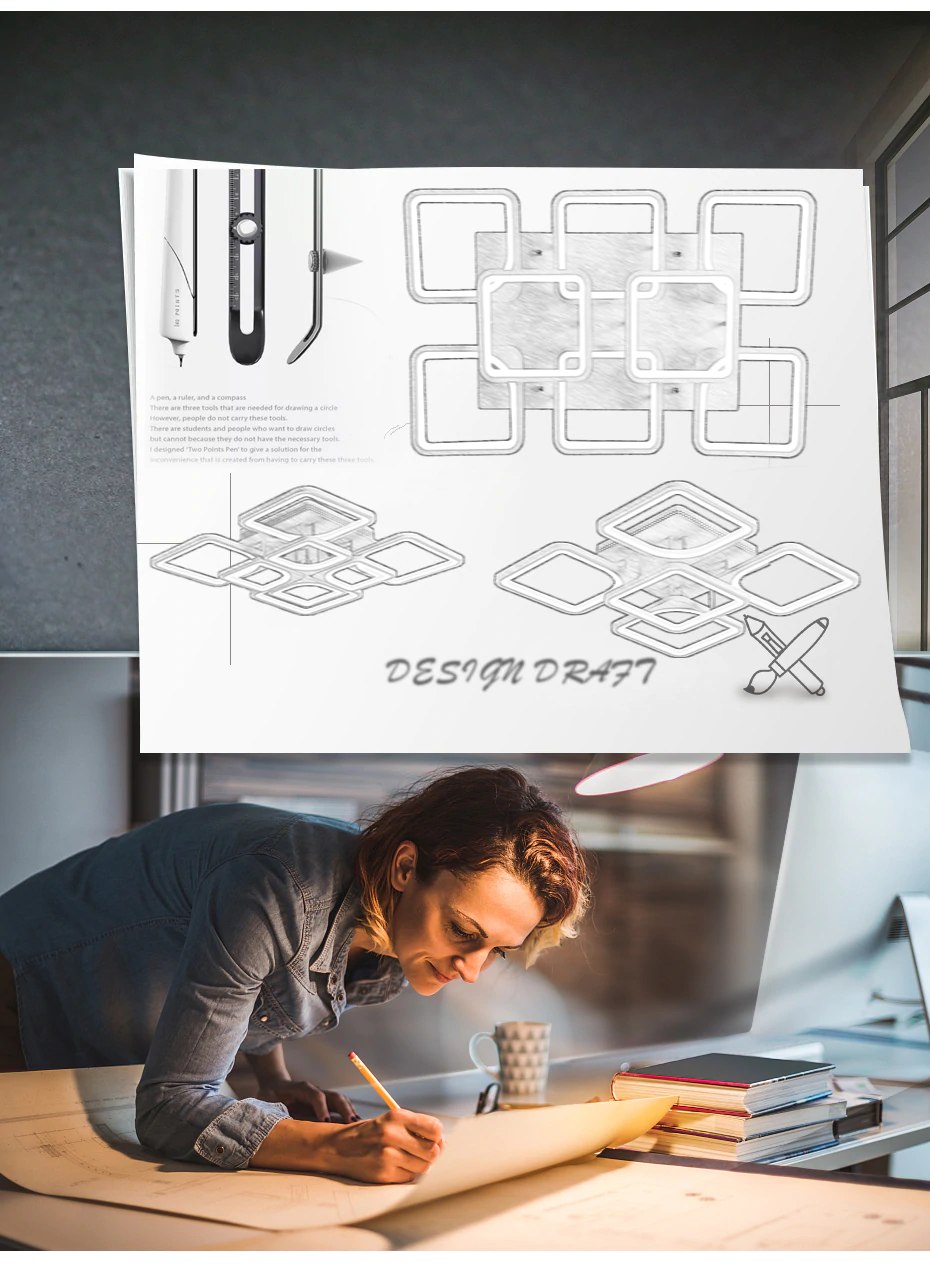 Geometryczna lampa sufitowa 4+4/8 75W sufitowa - obrazek 9