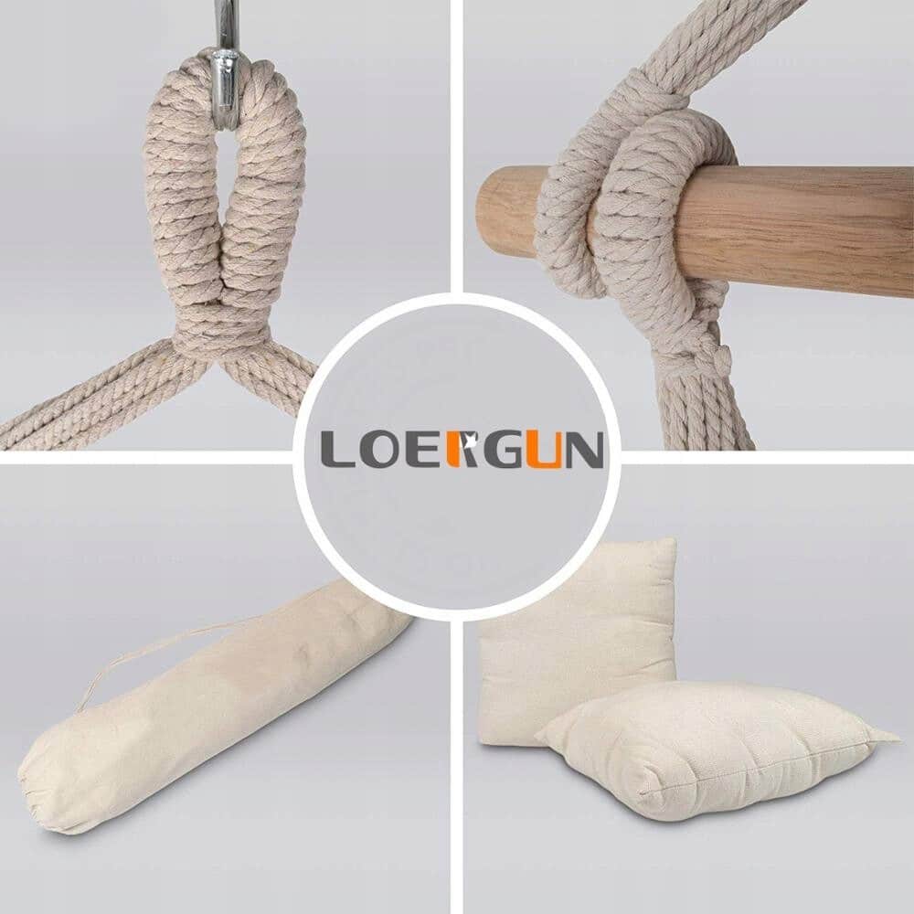 Wiszący Fotel Brazylijski Beżowy + Poduszki - obrazek 4