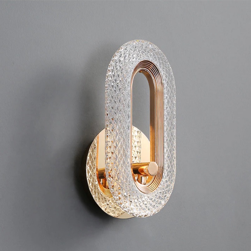 Kinkiet Ścienny Owalny LED Złoty Kryształowy Nowoczesny - obrazek 2