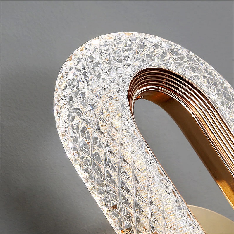 Kinkiet Ścienny Owalny LED Złoty Kryształowy Nowoczesny - obrazek 3