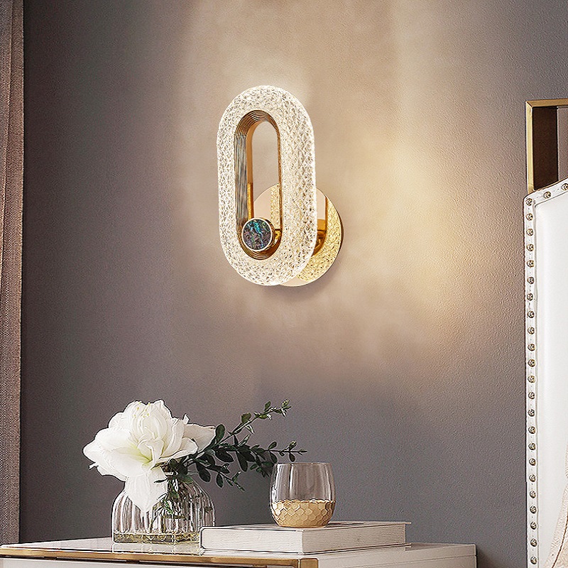 Kinkiet Ścienny Owalny LED Złoty Kryształowy Nowoczesny - obrazek 6