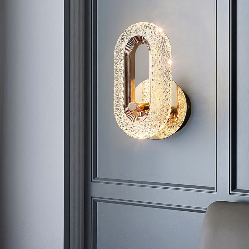 Kinkiet Ścienny Owalny LED Złoty Kryształowy Nowoczesny - obrazek 5