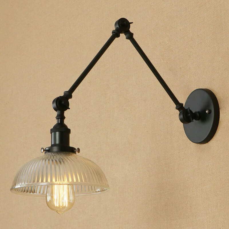 Kinkiet Ścienny Szklany Długie Ramię Vintage