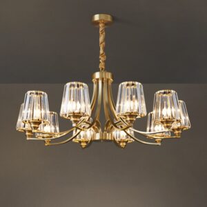 Klasyczny Żyrandol Kryształowy Miedziany