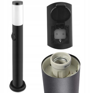 Lampa LED Ogrodowa E27 słupek z GNIAZDEM 230V 65cm okrągła