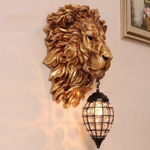 Lampa Ścienna Kinkiet Głowa Lwa Vintage