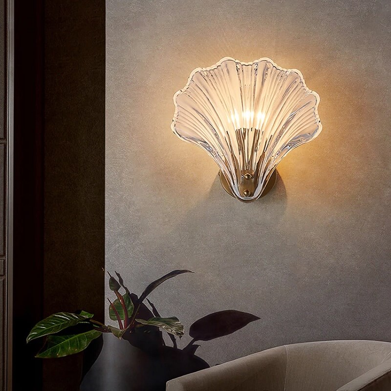 Lampa Ścienna Muszla Szklana Glamour - obrazek 2