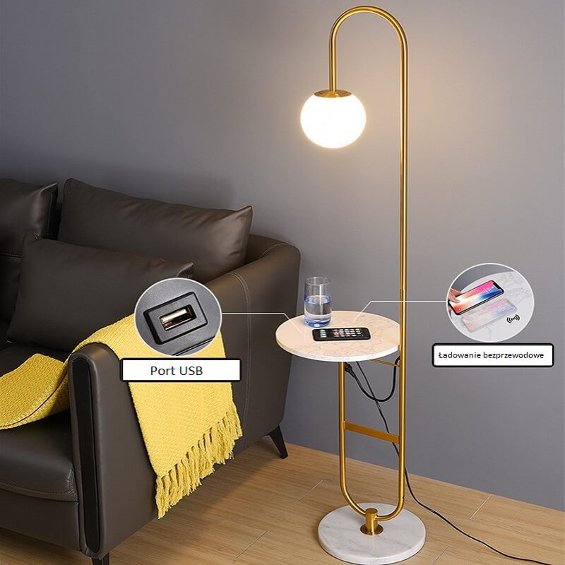 Lampa Stojąca Podłogowa Ze Stolikiem Art Deco - obrazek 6