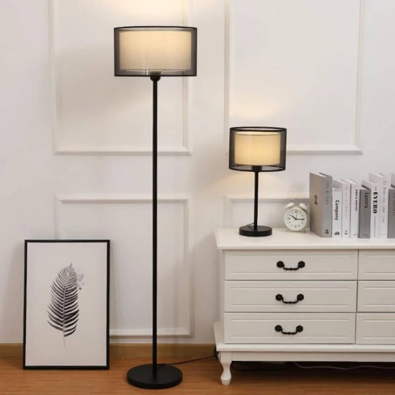 Klasyczna Lampa Podłogowa Atlas Podwójny Abażur Art Deco - obrazek 2