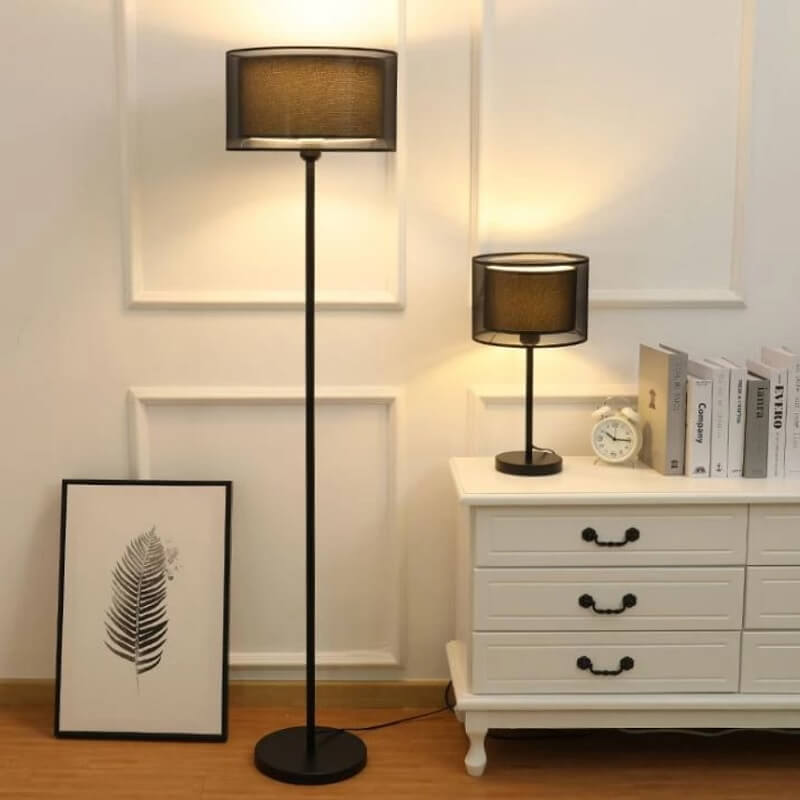 Klasyczna Lampa Podłogowa Atlas Podwójny Abażur Art Deco - obrazek 3