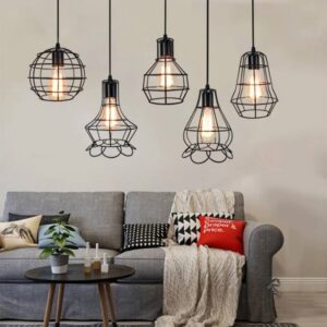 Lampa Wisząca Druciana Czarna Loft