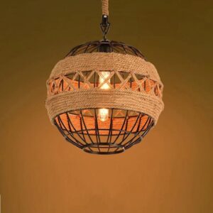 Lampa Wisząca Jutowa Globe Rustykalna