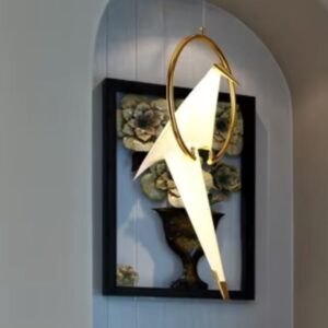 Lampa Wisząca Ptak Origami Obręcz art deco