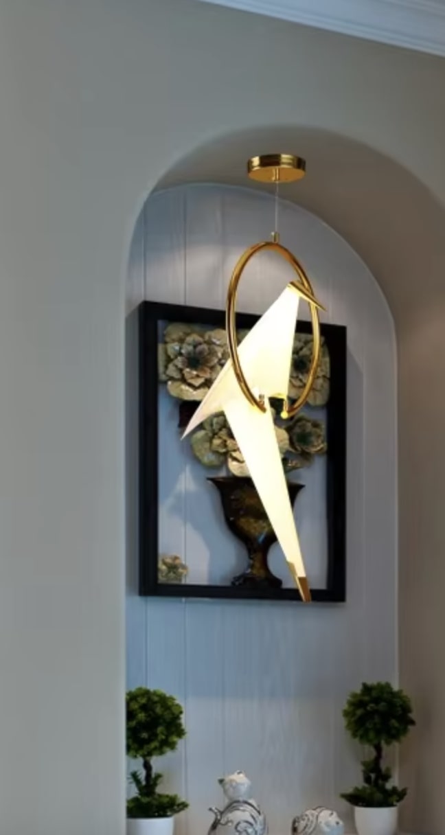 Lampa Wisząca Ptak Origami Obręcz art deco