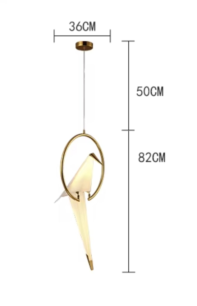 Lampa Wisząca Ptak Origami Obręcz art deco