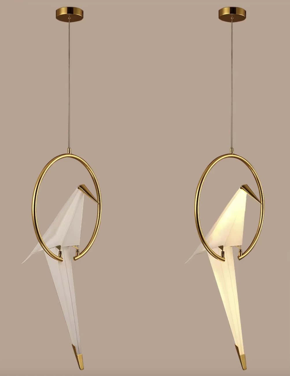 Lampa Wisząca Ptak Origami Obręcz art deco