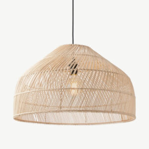 Lampa Wisząca Rattanowa Boho Beżowa/Czarna