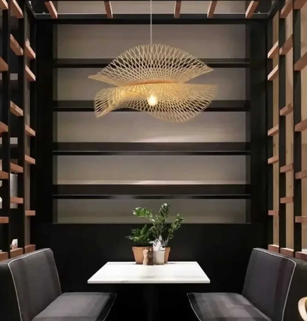 Lampa Wisząca Rattanowa Żyrandol Teahouse