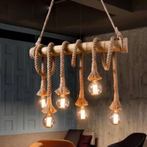 Lampa Wisząca Sznurowa Na Belce Rustykalna