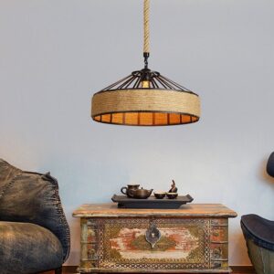 Lampa Wisząca Z Liny Jutowej Goeco Rustykalna