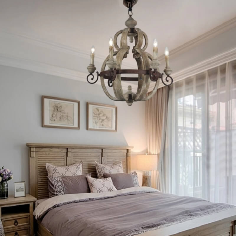 Lampa Wisząca Żyrandol Drewniany Rustykalny - obrazek 5