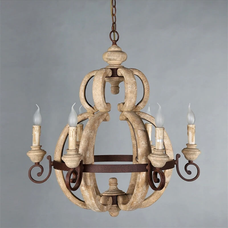 Lampa Wisząca Żyrandol Drewniany Rustykalny - obrazek 2