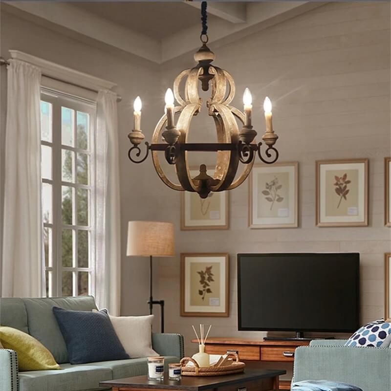 Lampa Wisząca Żyrandol Drewniany Rustykalny - obrazek 4