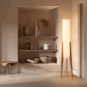 Lampa podłogowa Wabi Sabi drewniana