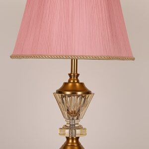 Lampa stołowa kryształowa pudrowy róż