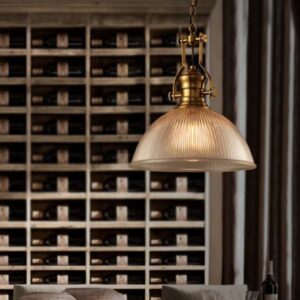 Lampa wisząca szklana vintage prążkowana