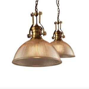 Lampa wisząca szklana vintage prążkowana