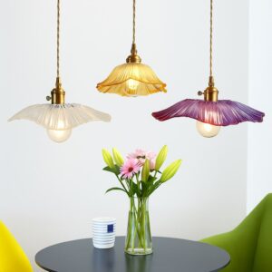 Lampa wisząca vintage szklana kwiat
