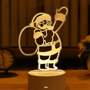 Lampka Nocna Św. Mikołaj LED Akrylowa Nowoczesna 3D