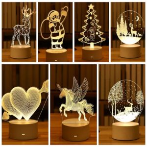 Lampka Nocna LED Akrylowa Nowoczesna 3D BEZ BAZY