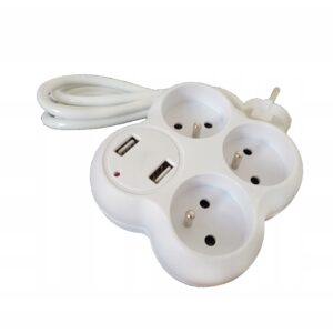 Listwa zasilająca 3 Gniazda + 2x USB Przedłużacz