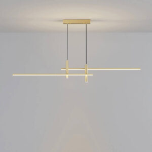 Nowoczesna Podłużna Lampa Wisząca Taśma LED Złota