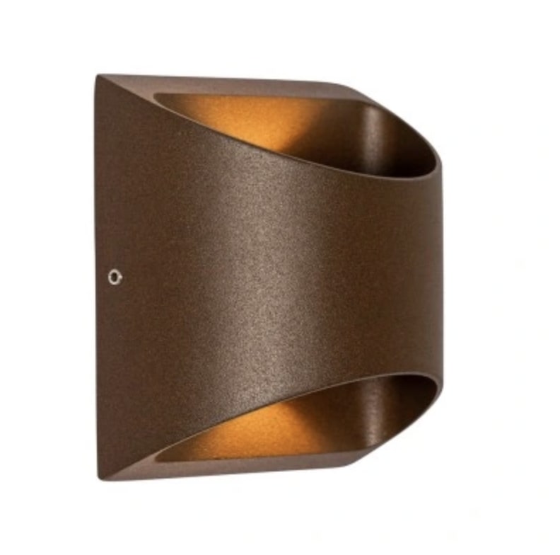 Nowoczesna lampa ścienna zewnętrzna rdzawobrązowa
