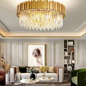 Nowoczesna Kryształowa Lampa Sufitowa Gladius Plafon Glamour Złoty