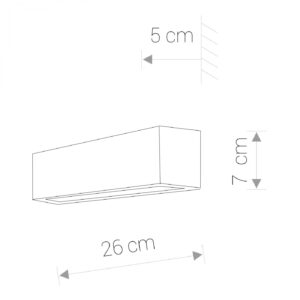 Kinkiet prostokątny E14, STRAIGHT WALL XS, biały lub grafit