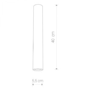 Plafon GU10 tuba, EYE L, 40 cm, czarny lub mosiądz