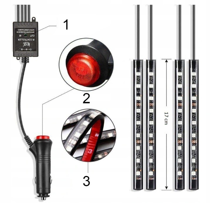 Oświetlenie Wnętrza Kabiny Samochodu LED RGB - obrazek 4