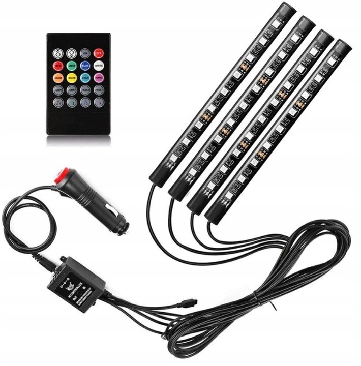 Oświetlenie Wnętrza Kabiny Samochodu LED RGB