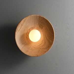 Okrągła Lampa Ścienna Drewniana Boho