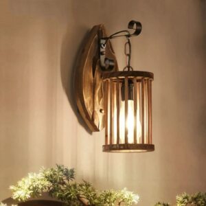 Oryginalny Drewniany Kinkiet Ścienny Rustykalny