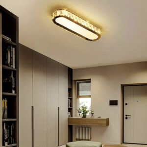 Kryształowa Podłużna Lampa Sufitowa Plafon LED Glamour