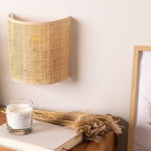 Rattanowy Kinkiet Ścienny Naturalny Boho