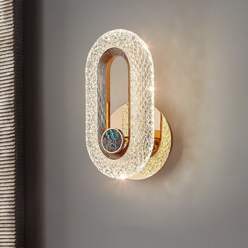 Kinkiet Ścienny Owalny LED Złoty Kryształowy Nowoczesny