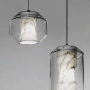 Skandynawska lampa wisząca marmur szkło